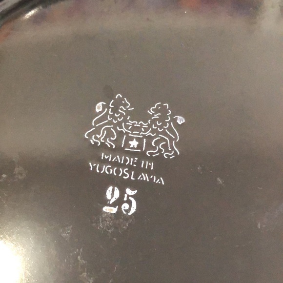 Vtg 70s Enamel Ware Pans Flat Shallow Metal MCM set of 3 made in Yugoslavia - Picture 7 of 9